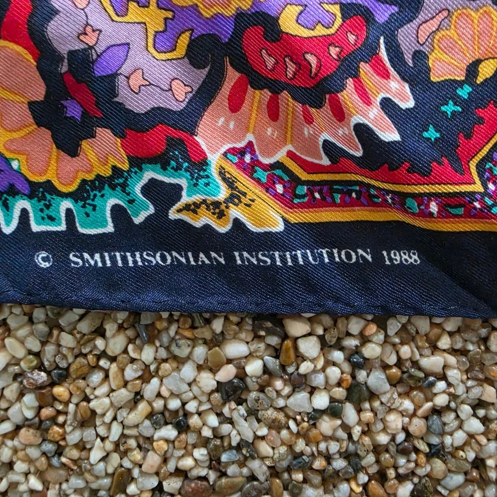 Vintage 1988 Smithsonian Institution Silk Scarf Persian Paisley Floral Medallion